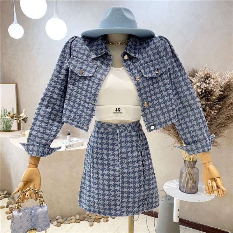 Women Fashion Frayed Hem Tweed Cropped Jacket Coat Vintage Long Sleeve Snapbutton Female Outerwear Chic Tops 230309