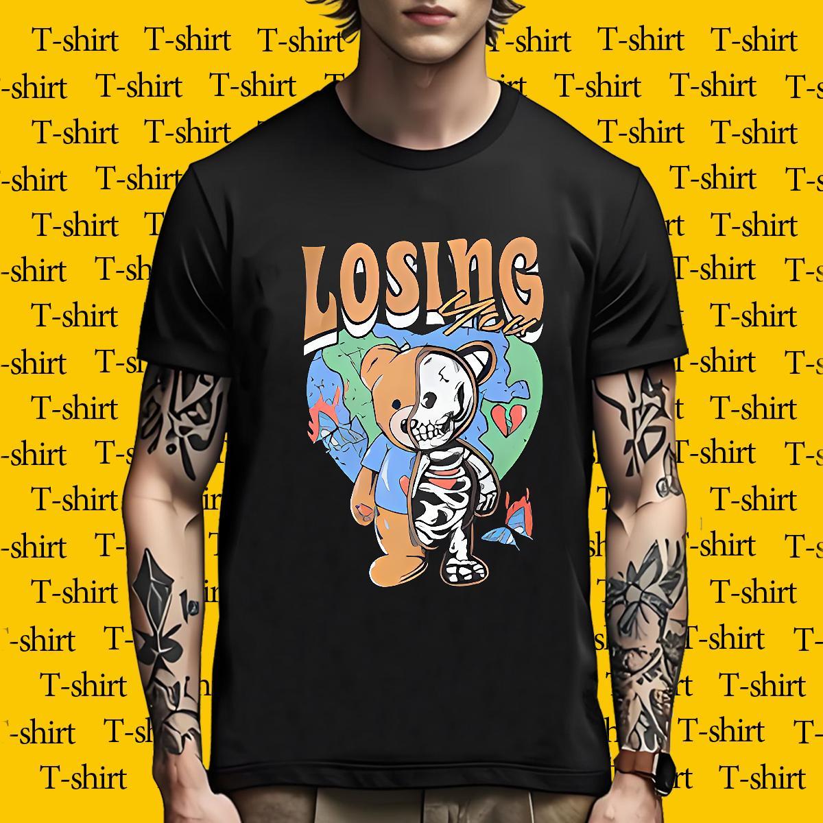 Designer Man T Shirts bear Pure Cotton Street Casual DIY Logo Oversized 230g 100% Cotton Tshirt for Man Woman New Tops Shirt