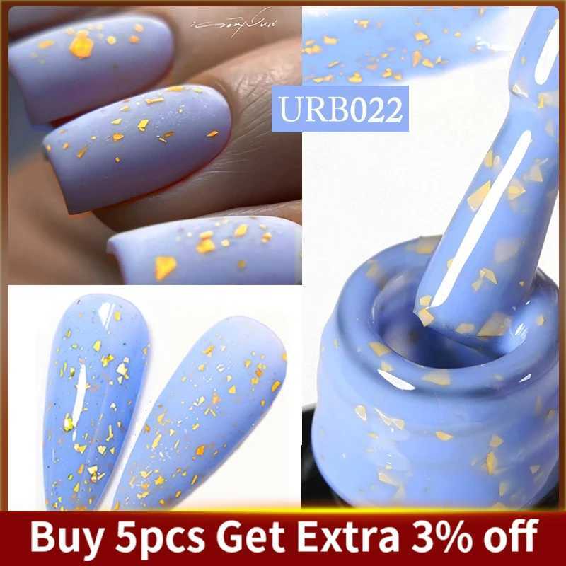 UR SUGAR Blue Color Rubber Base Gel Nail Polish Gold Glitter Base Gel Top Coat Soak Off UV LED Gel Nail Art Varnish ManicureM240814