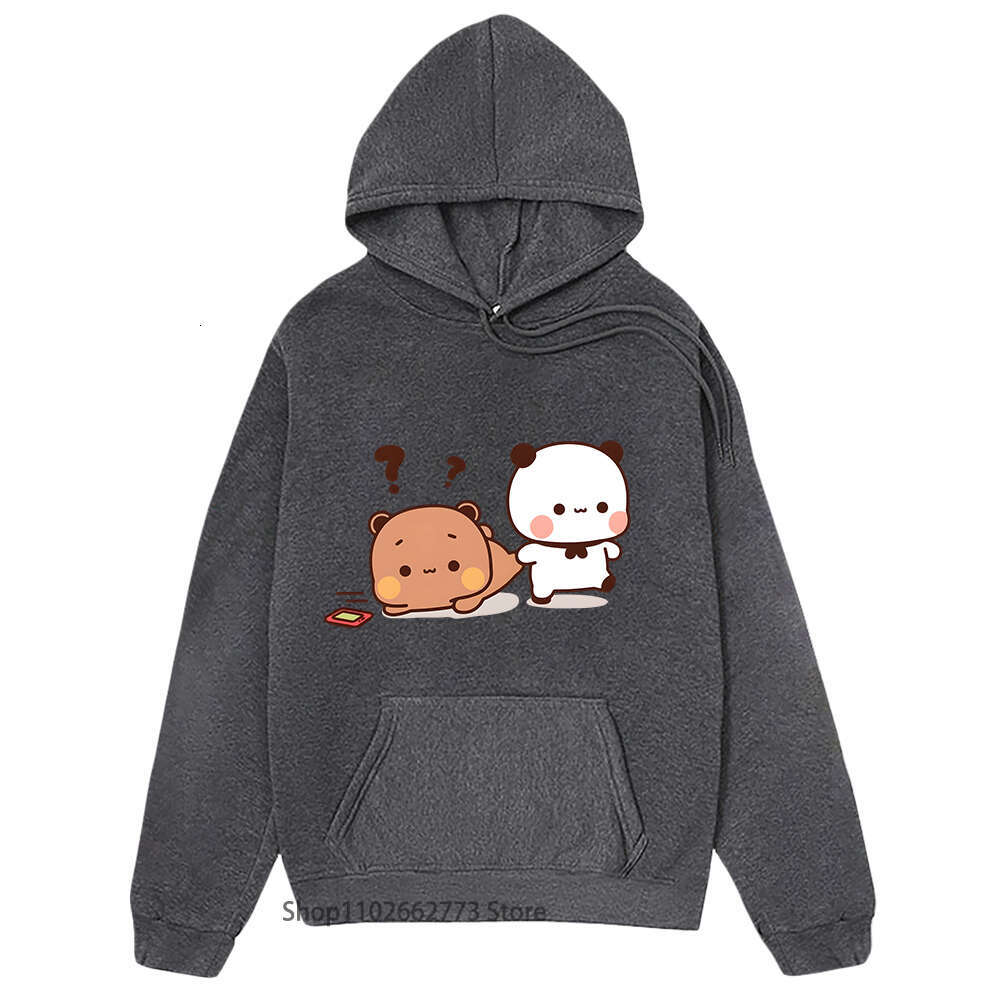 Bear Panda Graphic Hoodies Cartoon Bubu and Dudu Sweatshirt Girls Kawaii Print Pullover Women Casual Plus Size Streetwear