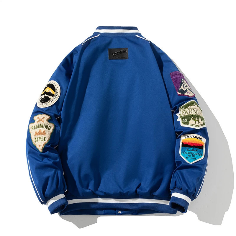 Winter Varsity Jacket Men Women Letter Badge American Baseball Street Fashion Hip Hop Coat Youth Couple Clothes Blue Red 240712