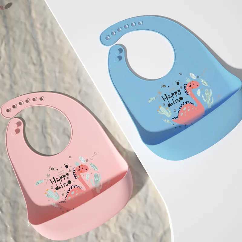 Bibs Burp Cloths Waterproof Baby Silicone Bibs Cute Cartoon Printed Kids Girl Boy Adjustable Children Bib Baby Lunch Feeding Stuff Baby ApronL4812