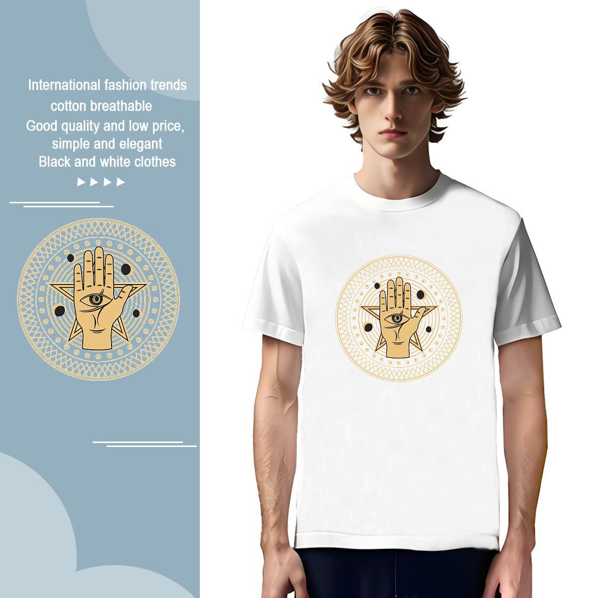 T shirt 230g 100% Cotton eyes Street Casual Breathable Short Sleeve Graphic Men Tops Tees DIY Customized Loose Clothings