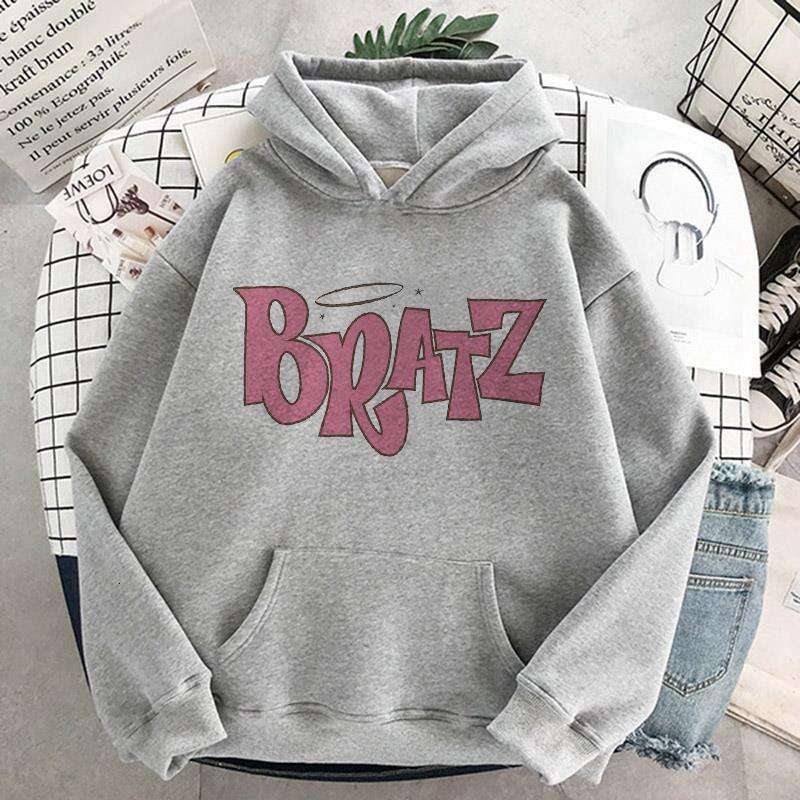 Letter Bratz Printed Plus Size Hooded Sweatshirt Men Women Hoodie Hip Hop Long Sleeve Streetwear Unisex Comfortable Clothes Tops