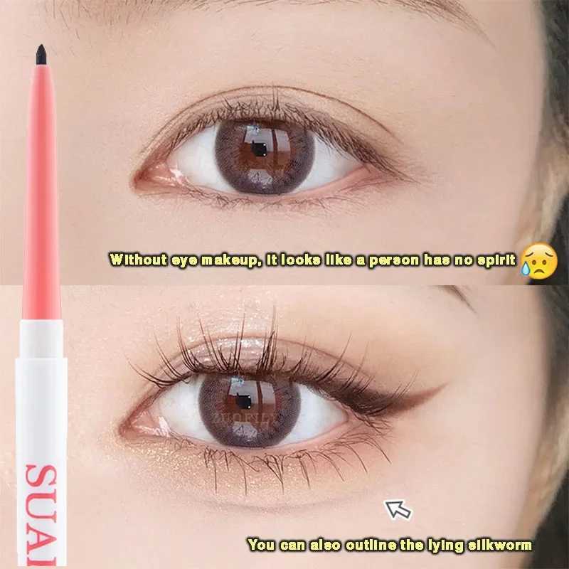 Gel Eyeliner Pencil Super Fine Easy To Wear Quick Dry Lasting Black Brown Matte Shadow Lying Silkworm Pen Eye Makeup Cosmetics Y240813