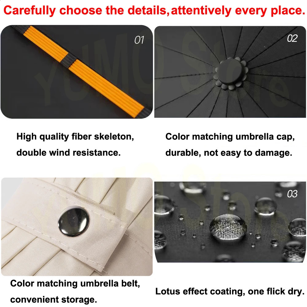 288 bone super windproof umbrella allweather largesized mens automatic business UV protection womens sunshade 240813