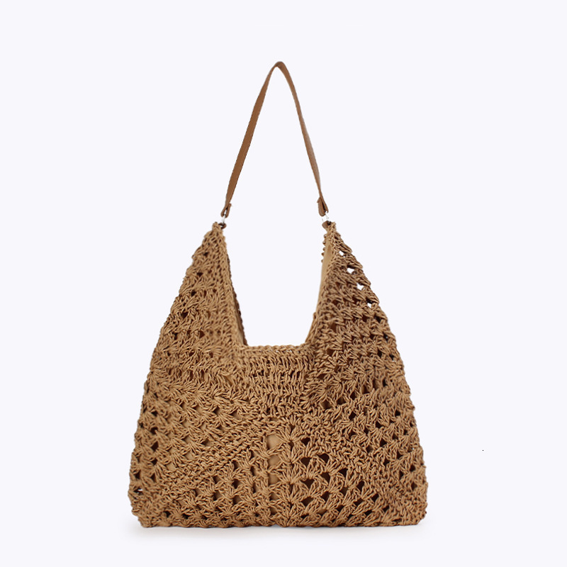Womens Large Capacity Summer Straw Bag Latan Shoulder Hollow Lapia Crochet Bohemian Beach 240813