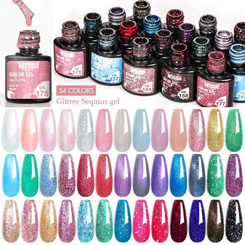 Mtssii 6ml Aurora Gel Nail Polish Iridescent Pearl Effect Glitter Nails Manicure Soak Off UV Gel Top Coat Base Gel Nail ArtM240814