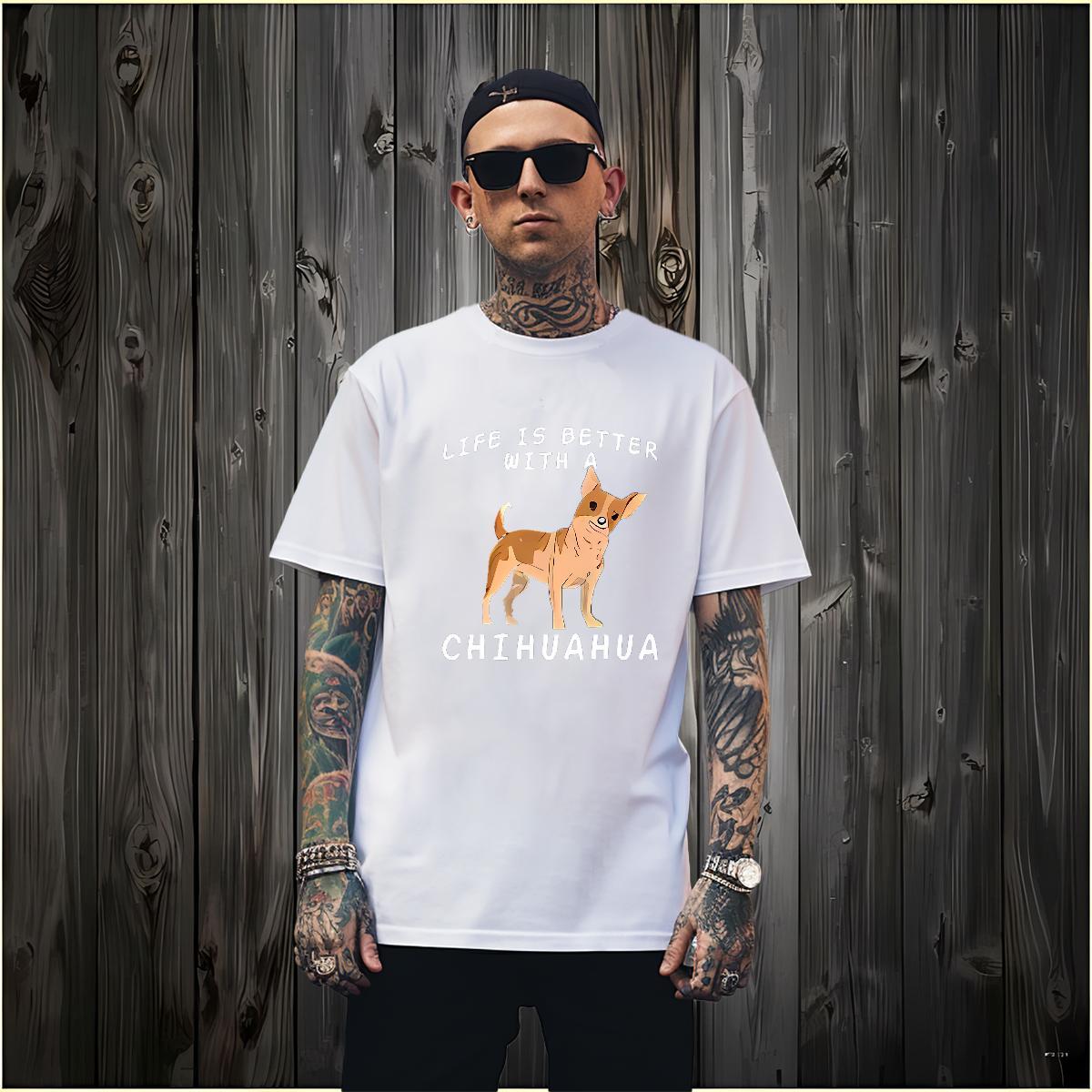 Designer T Shirt For Man dog Breathable Short Sleeve Hip Hop Custom Print Oversized 230g Cotton Men Tees Fashion Casual Tops Tees