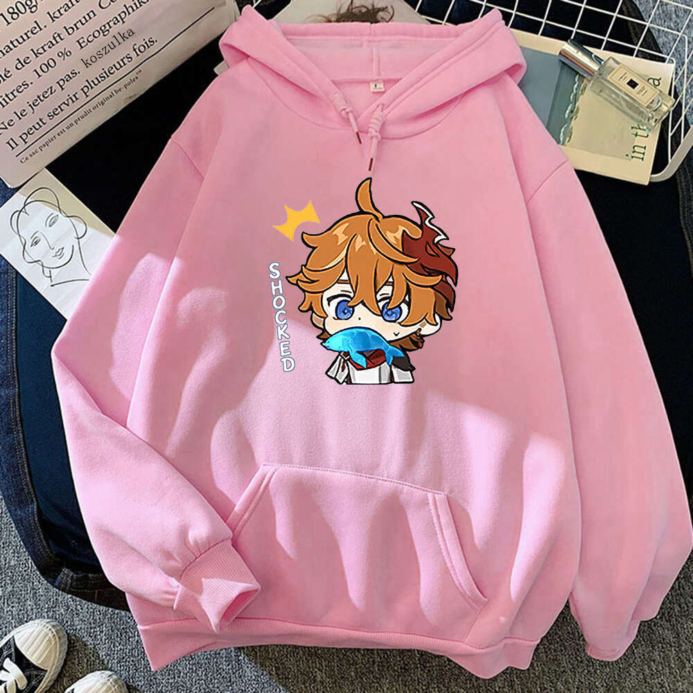 Game Hot Genshin Impact Tartaglia Kawaii Cartoon Print Women Hoodies Plus Size Sweatshirt Haruku Female Long Sleeve Streetwear