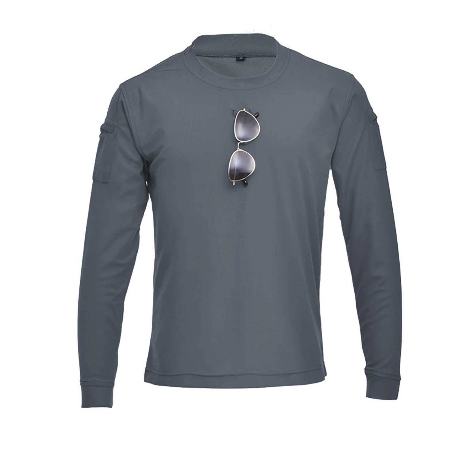 New Men Casual O Neck Sweat Loose Pullover T-shirt Shirts t-shirt Loose Fit Solid Color Men Warm Long Sleeve PulloverM240814