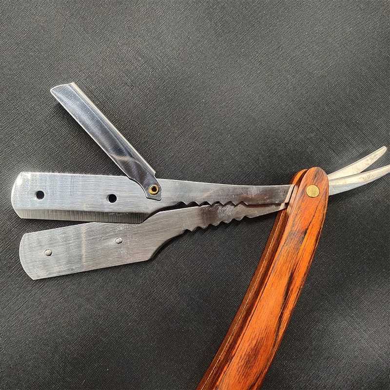 Manual wood Handle Shaving Razor Mens Razor Classic Professional Barber Hair Cut Razor Change Blade Type Shaving KnifeM240814
