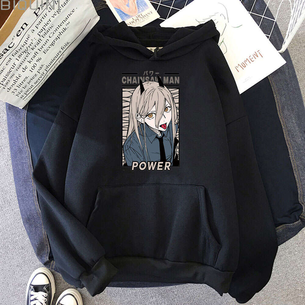 Chainsaw Anime Man Power Kawaii Print Plus Size Hoodie Women Sweatshirts Haruku Autumn Winter Warm Female Sweatwear Clothing