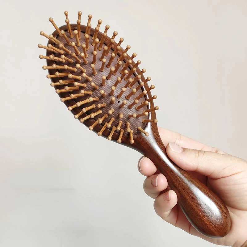 Golden thread green sandalwood air bag comb air pad anti-static massage wood comb curly hair brush curly hair brush W240813