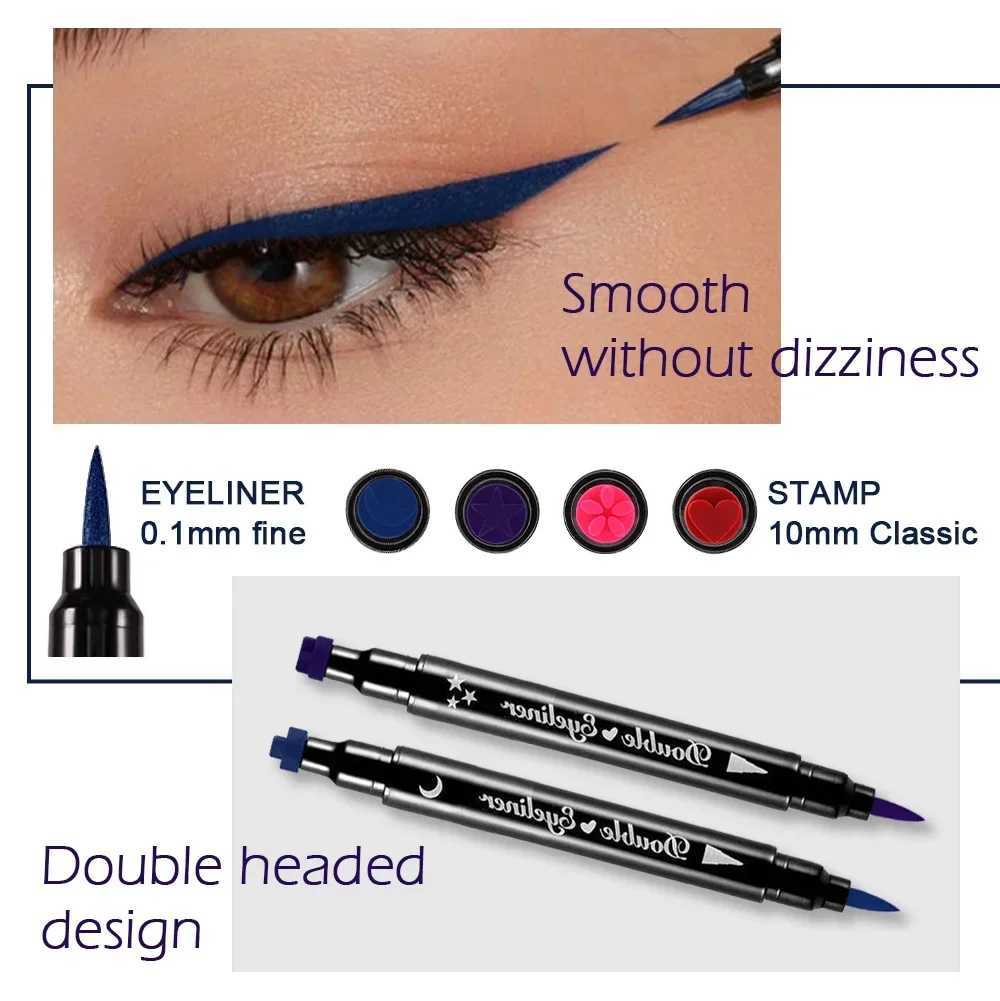 4pcs Double Head Waterproof Liquid Eyeliner Moon Star Heart Shapes Tattoo Stamp Quick To Dry Eye Liner Pencil Makeup Tool Y240813