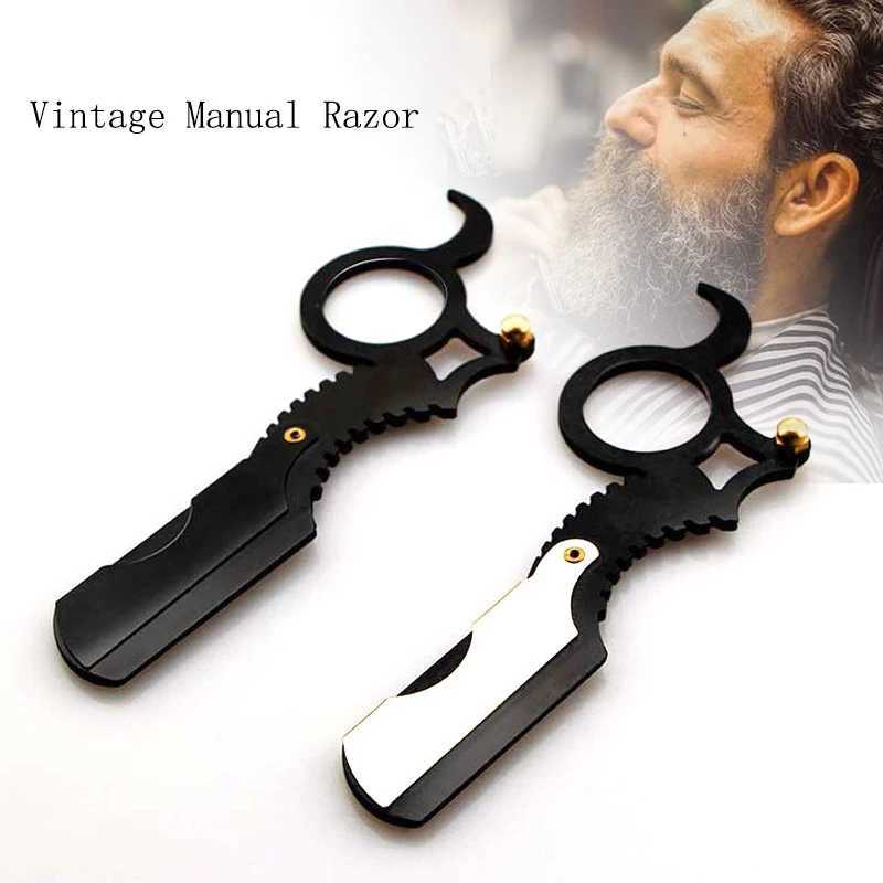 Manual Straight Razor Side Shaver Holder Beard and Facial Epilator Shaver Holder with Stainless Steel Hairdresser RazorM240814