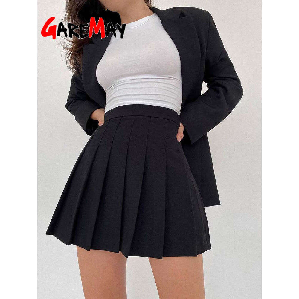 Women's Short Pleated High Waist Mini Tennis Skirt with Shorts Solid Casual A Line School Summer Skirts for Women s s