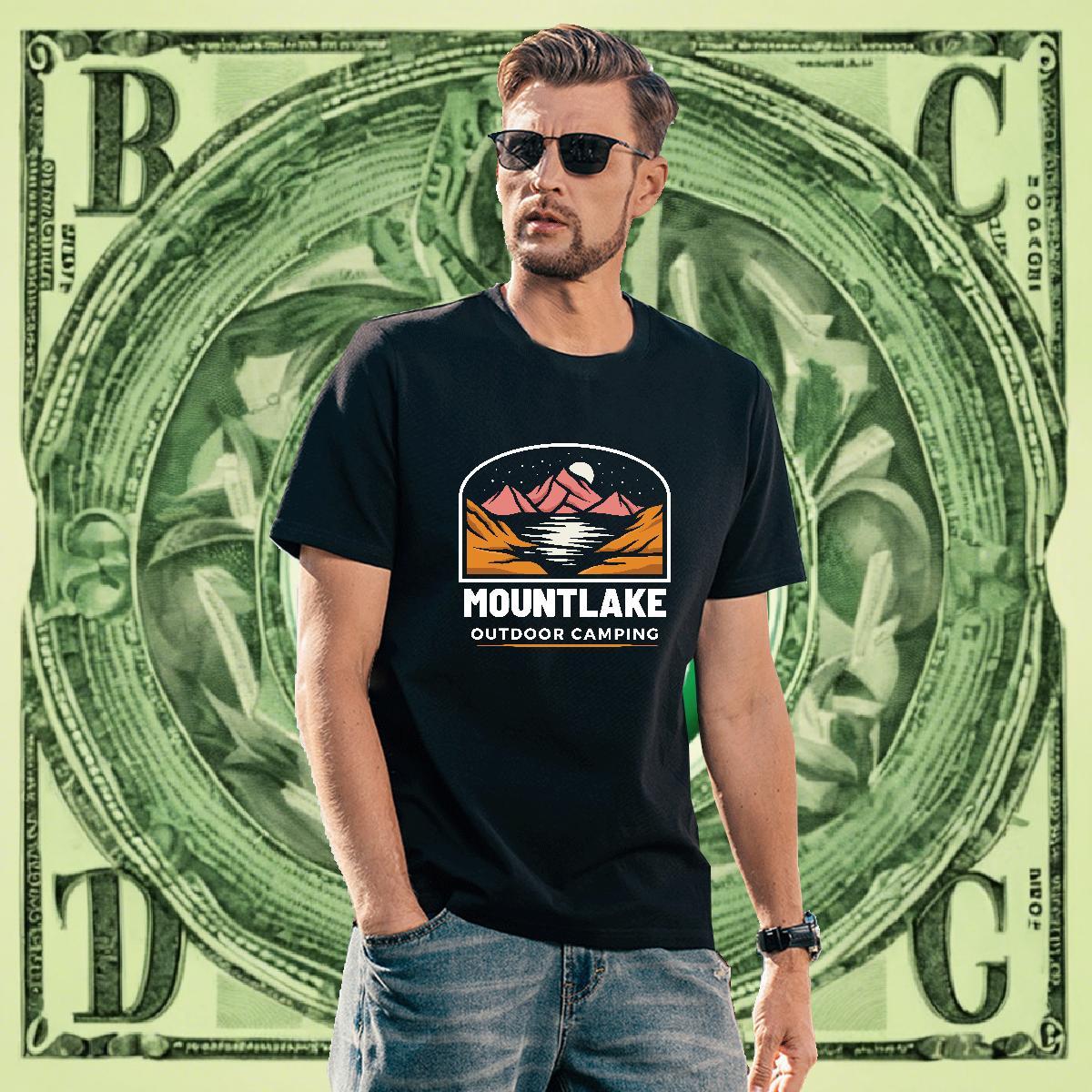 Classic Men Tees Sport 230g Pure Cotton Plus Size Cartoon O-Neck Short Sleeve mountains T-Shirts for Men Customized Tops