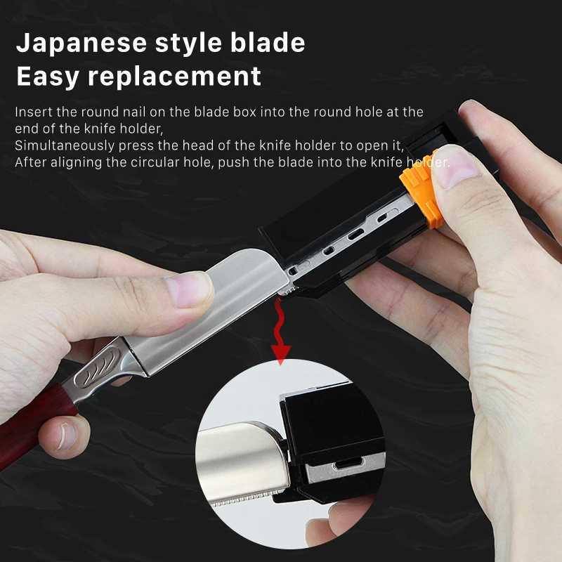 Straight Edge Barber Razor For Feather Blade Haircut Beard Eyebrow Shaving Tool Manual Hairdresser Trimming Blades ReplaceableM240814
