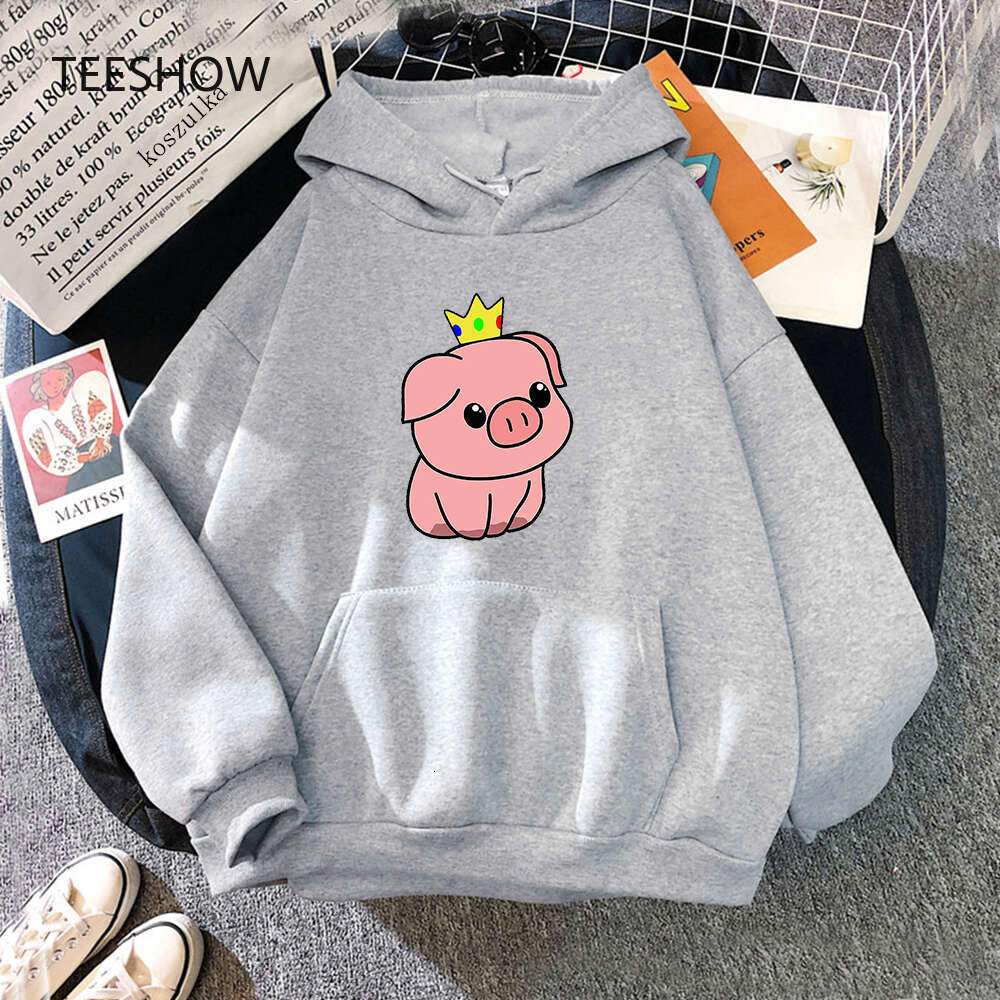 Pig Pink Print Plus Size Hoodie Women Aesthetic Dream Smp Sweatshirts Haruku Long Sleeve Female Sudaderas Casual Clothing