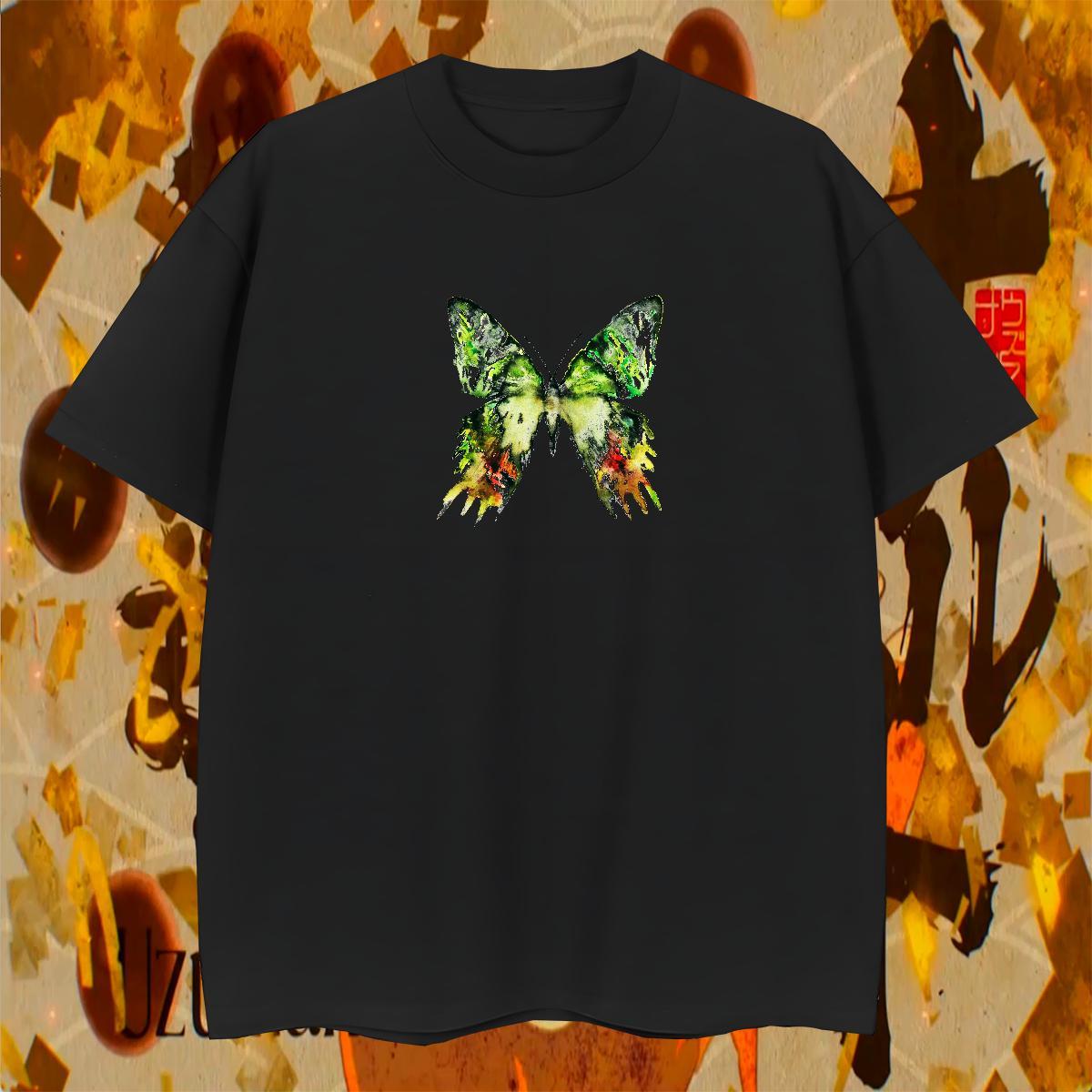 TOP Quality Mens T Shirts Butterfly Breathable Crew Neck Anime Printing Street Plus Size Custom 230g Cotton Tshirt for Man Woman Classic Casual Tees