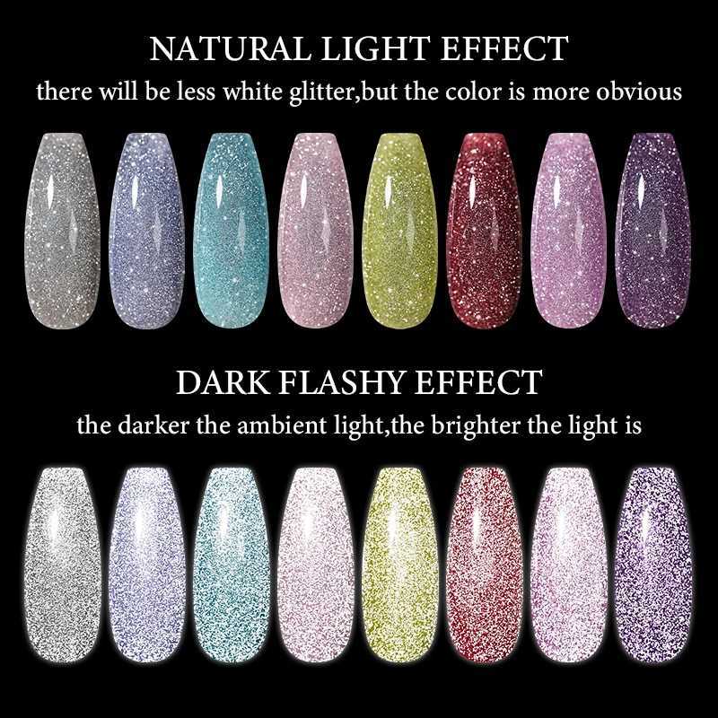 Mtssii Reflective Glitter Gel Nail Polish Sparkling Sequins Semi Permant Soak Off UV LED Color Varnishes Nail Art DecorationM240814