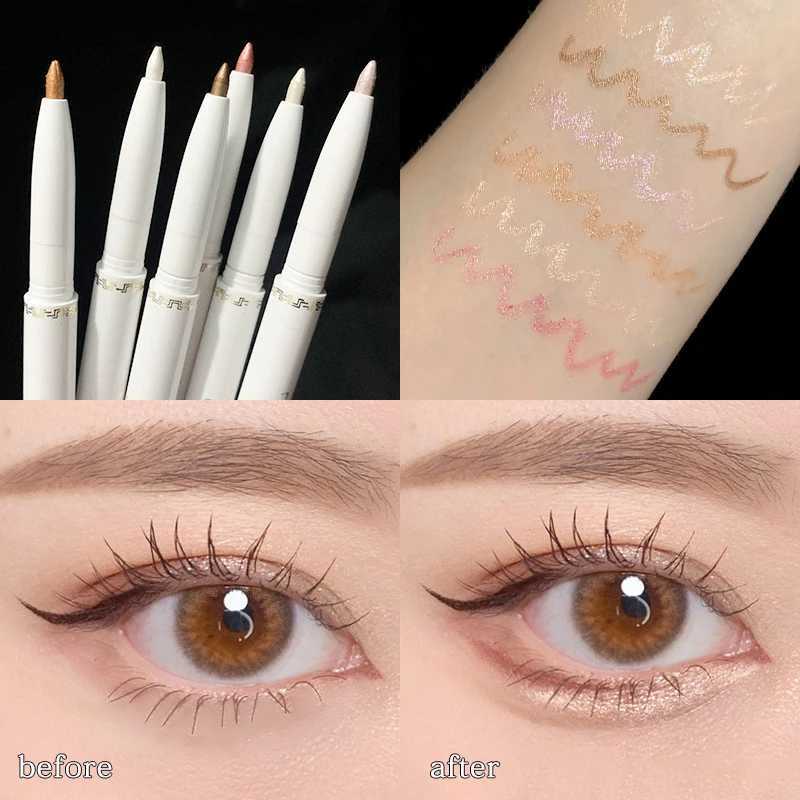 Double head Silkworm Eyeshadow Pen Lasting Waterproof and Not Blooming Shiny Pearlescent Eyeliner Gel Pen Eye Shadow Stick Y240813