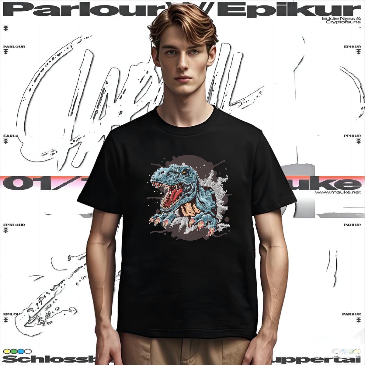 Mens T Shirts 230g Cotton dinosaur Daily Outfit Breathable Short Sleeve Customized Print Tshirt for Man Woman 2024 New Designer Clothings