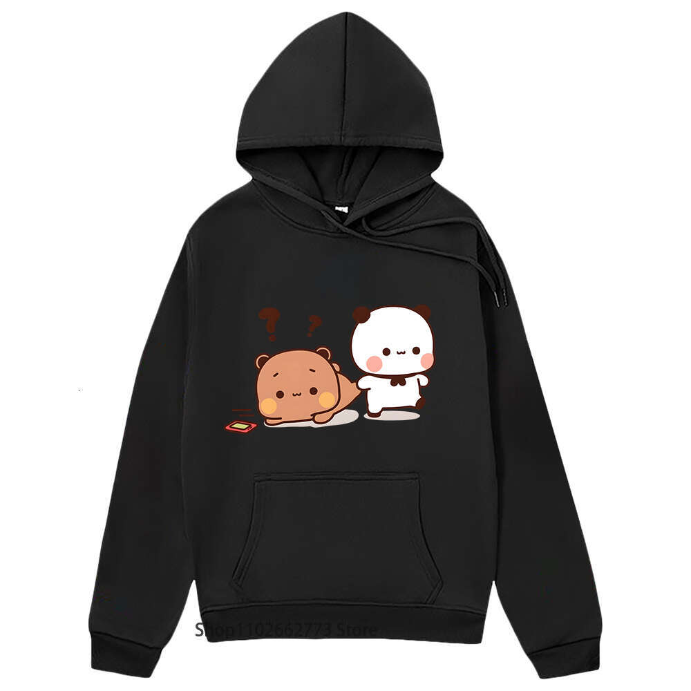 Bear Panda Graphic Hoodies Cartoon Bubu and Dudu Sweatshirt Girls Kawaii Print Pullover Women Casual Plus Size Streetwear