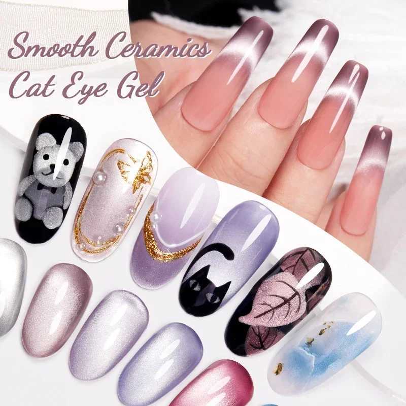 Smooth Ceramics Cat Magnetic Gel Nail Polish Sparkling Silver Moonlight Cat Eye Effect Soak Off Semi-Permanent Nail Art VarnishM240814