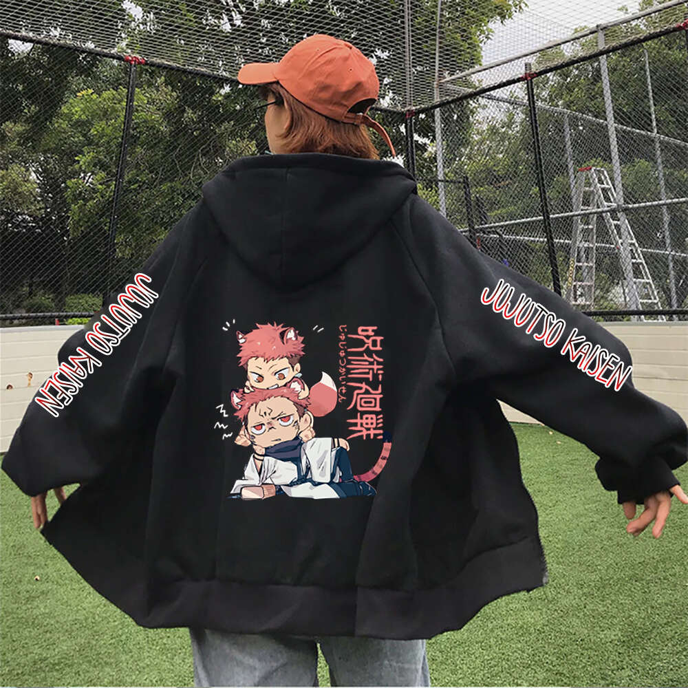 Jujutsu Kaisen Men Women Anime Zipper Jackets Autumn Winter Sweatshirts zip Up Plus Size Hoodie