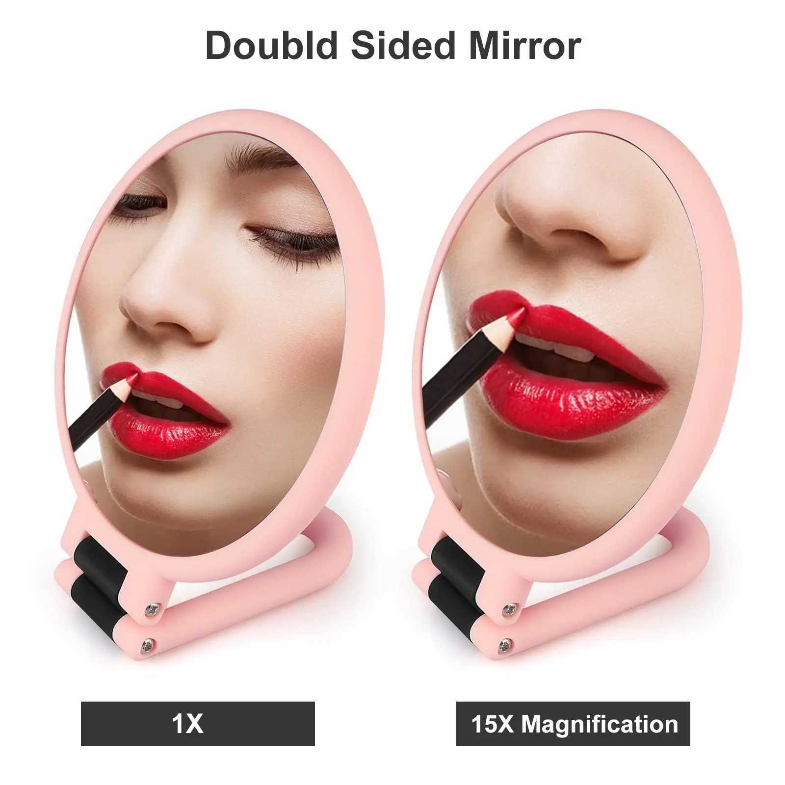 15x magnifying hand mirror double-sided makeup mirror with 360 folding handle travel beauty makeup mirror W240813