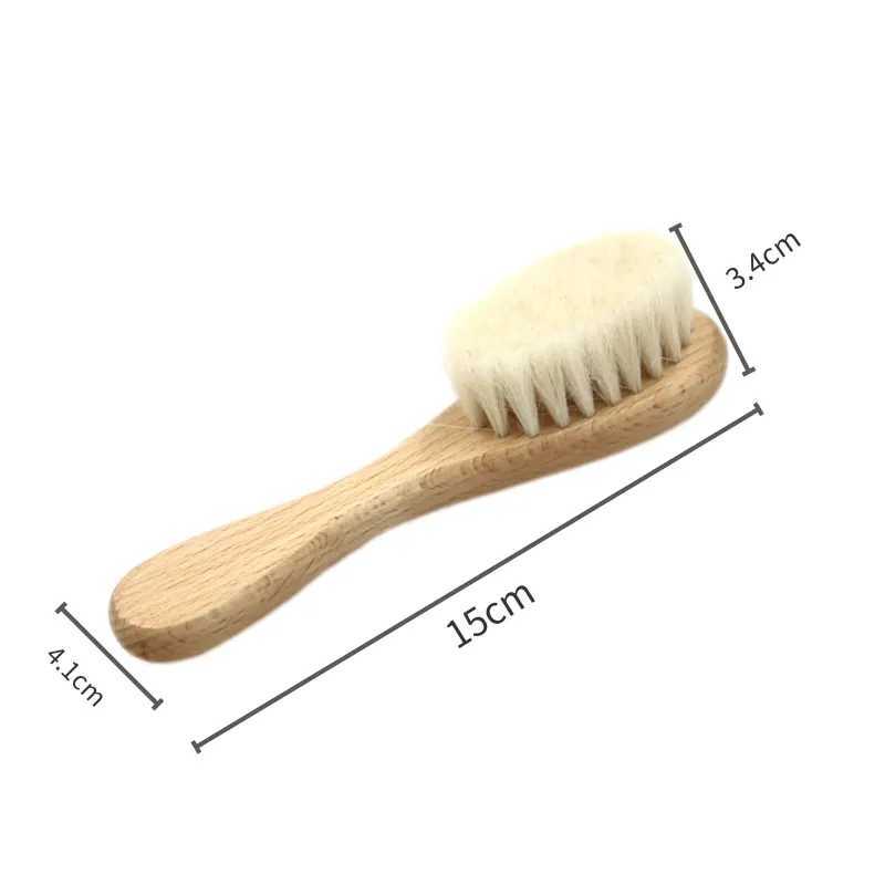 Product Description High quality natural wool beech wood comb baby brush W240813