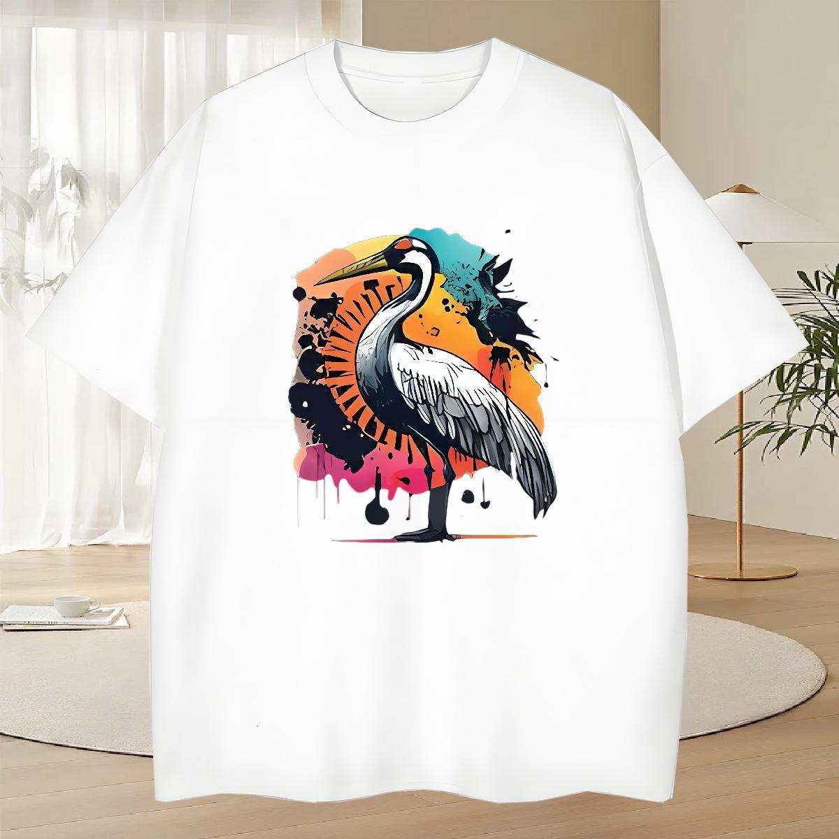 Brand Men Clothes T-Shirt Street Wear 230g Cotton Customized Pure Cotton bird T shirt 2024 Summer Tops