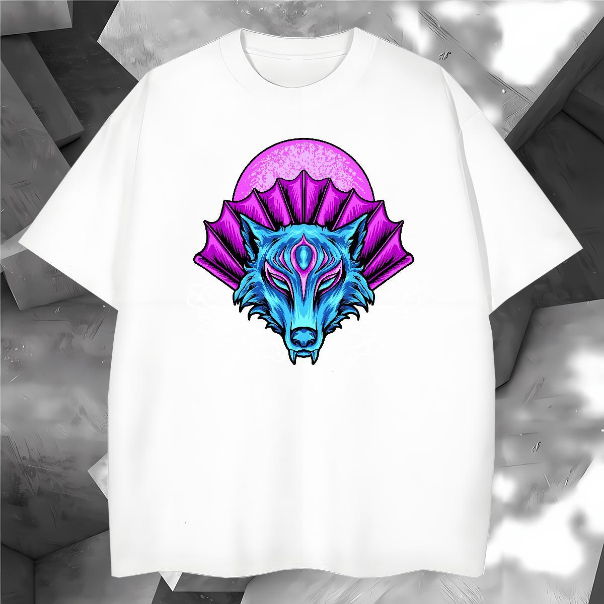 Designer T shirt wolf Breathable Crew Neck Street Casual Customized 230g Cotton Tshirt for Man Woman Classic Wear