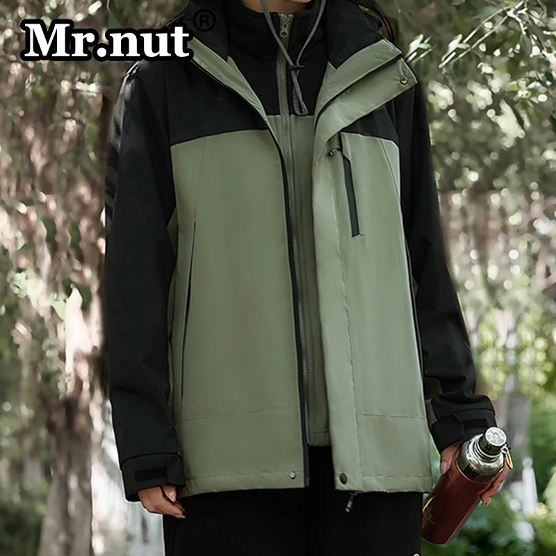 Mr Nut wool detachable jacket 2piece outdoor couple windproof climbing set camping waterproof 240808