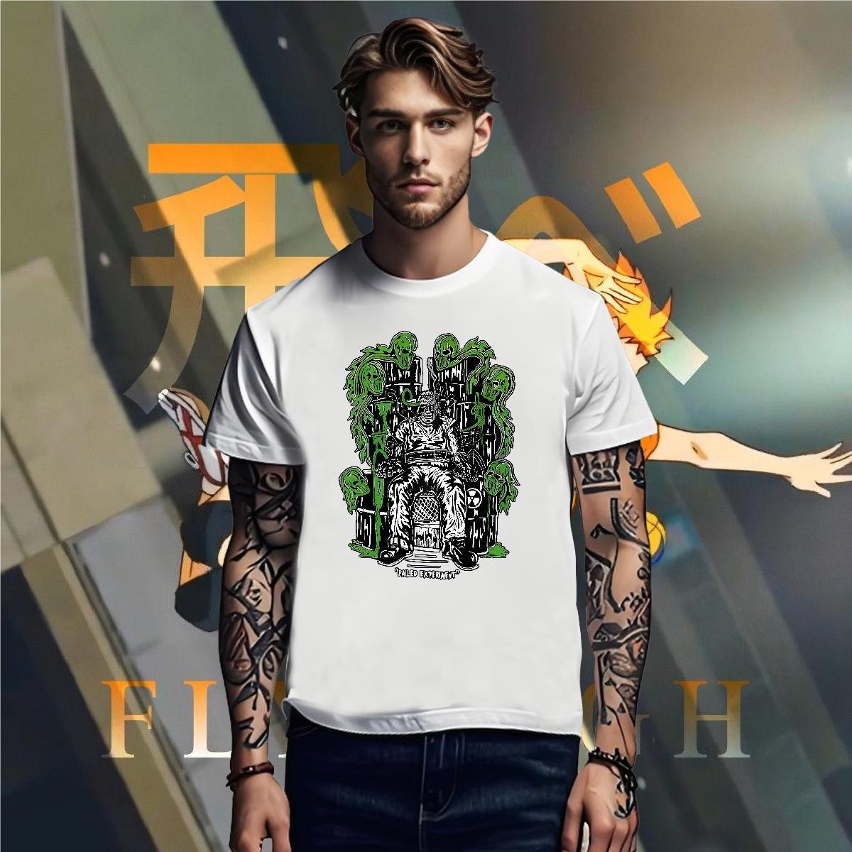 T-Shirts for Men 230g Pure Cotton Terror Spring Summer Short Sleeve Soft Custom Anime Mens Tshirts Fashion Loose Tees