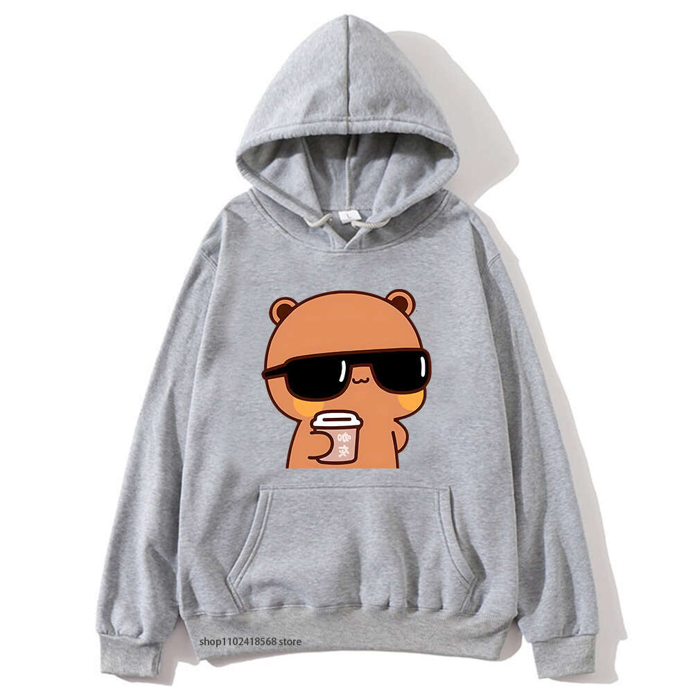 Hoodies Couple Bubu Is Watching Movie With Dudu Plus Size Sweatshirt Cartoon Kawaii Print Pullover Haruku Men Women Sudaderas
