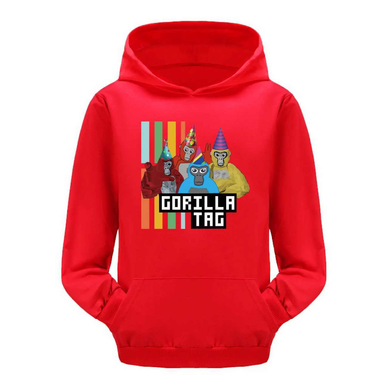New Gorilla Tag Hoodie Kids Harajuku Games Sweatshirts Boys Girls Original Cartoon Gorilla Print Casual Tops Childrens ClothingY240814