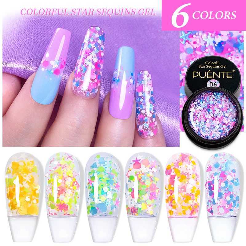 Colorful Star Sequins Gel Nail Polish 5ML Glitter Sequins Gel Polish Semi Permanent Varnish Hybrid Soak Off UV Nail Gel ManicureM240814