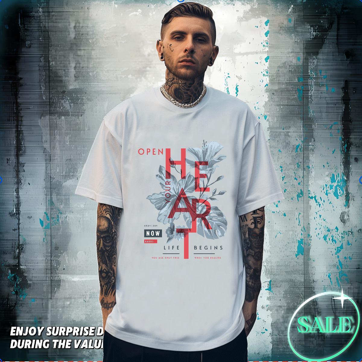 T-Shirts for Men 230g Pure Cotton tree Daily Wear O Neck Short Sleeves Asian Size Men Tops Tees Fashion New Comfortable Clothes