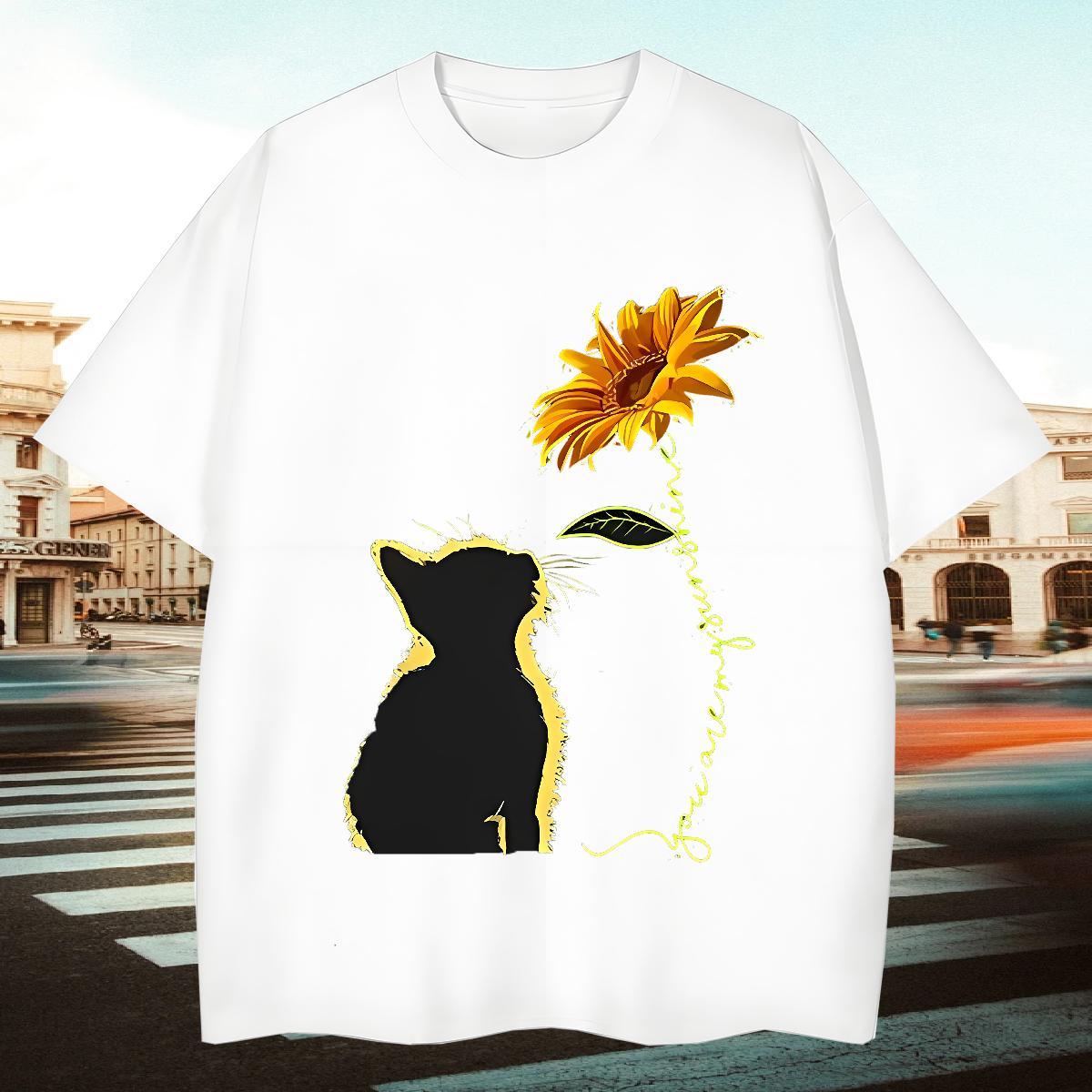 Popular T-Shirts cat Crew Neck Sport Skull 230g 100% Cotton Men Tshirts Designer Polos