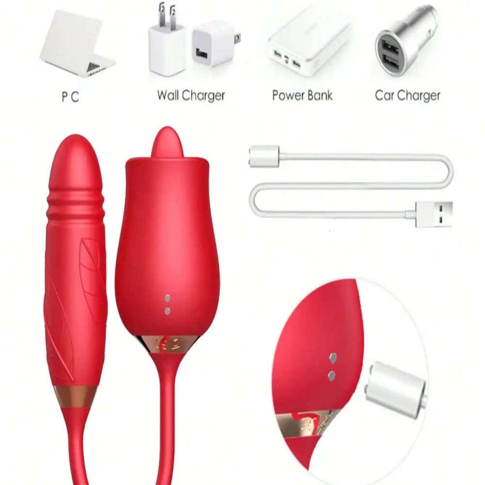 Rose Tongue Licking Thrusting Vibrator for Women G Spot Stimulator Nipple Clit Massager Adult Sex Toys Female Vibrators