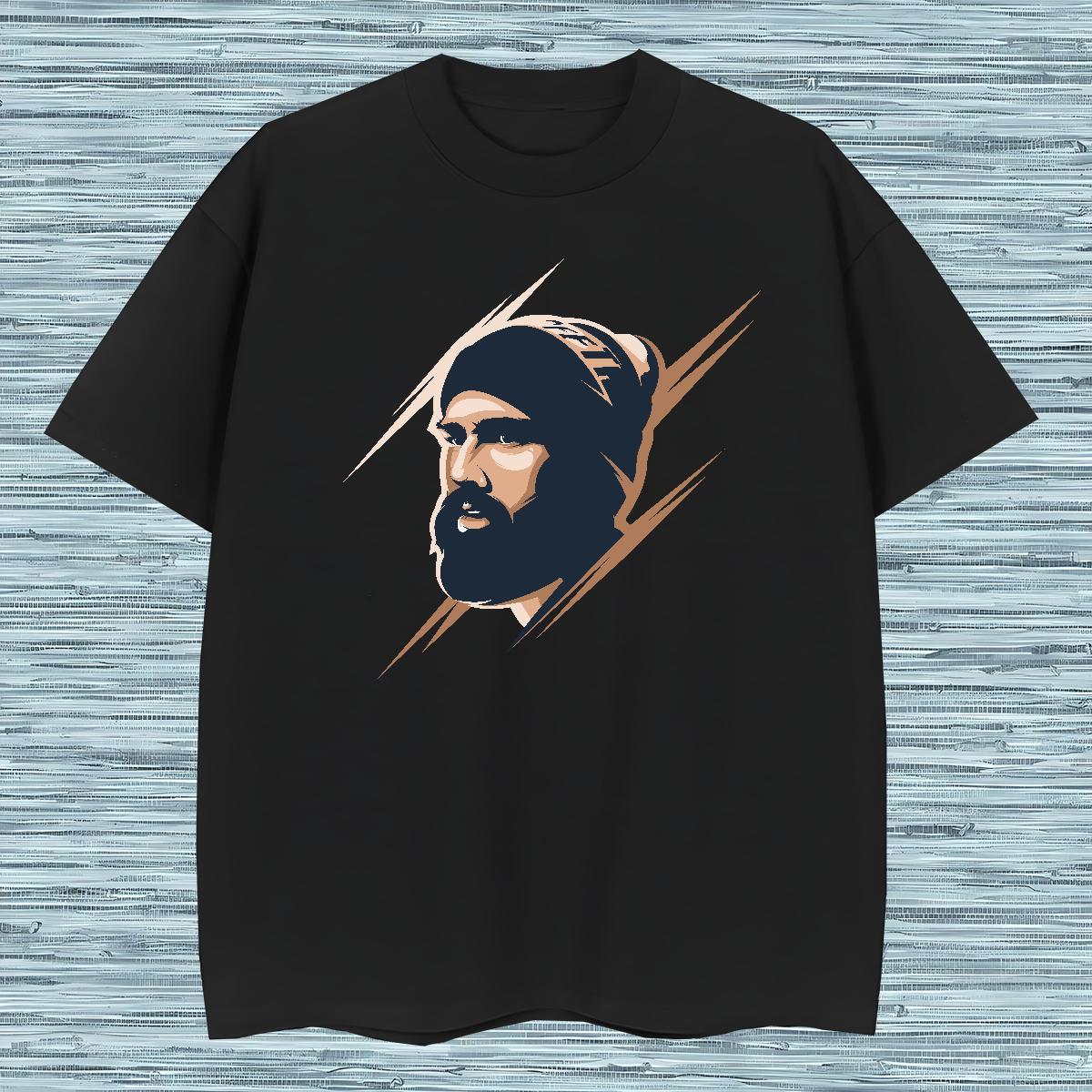 T Shirts Men 230g 100% Cotton portrait Casual Beach Short Sleeve O-Neck Black Oversized Couples T Shirts Fashion New Cool Design Polos