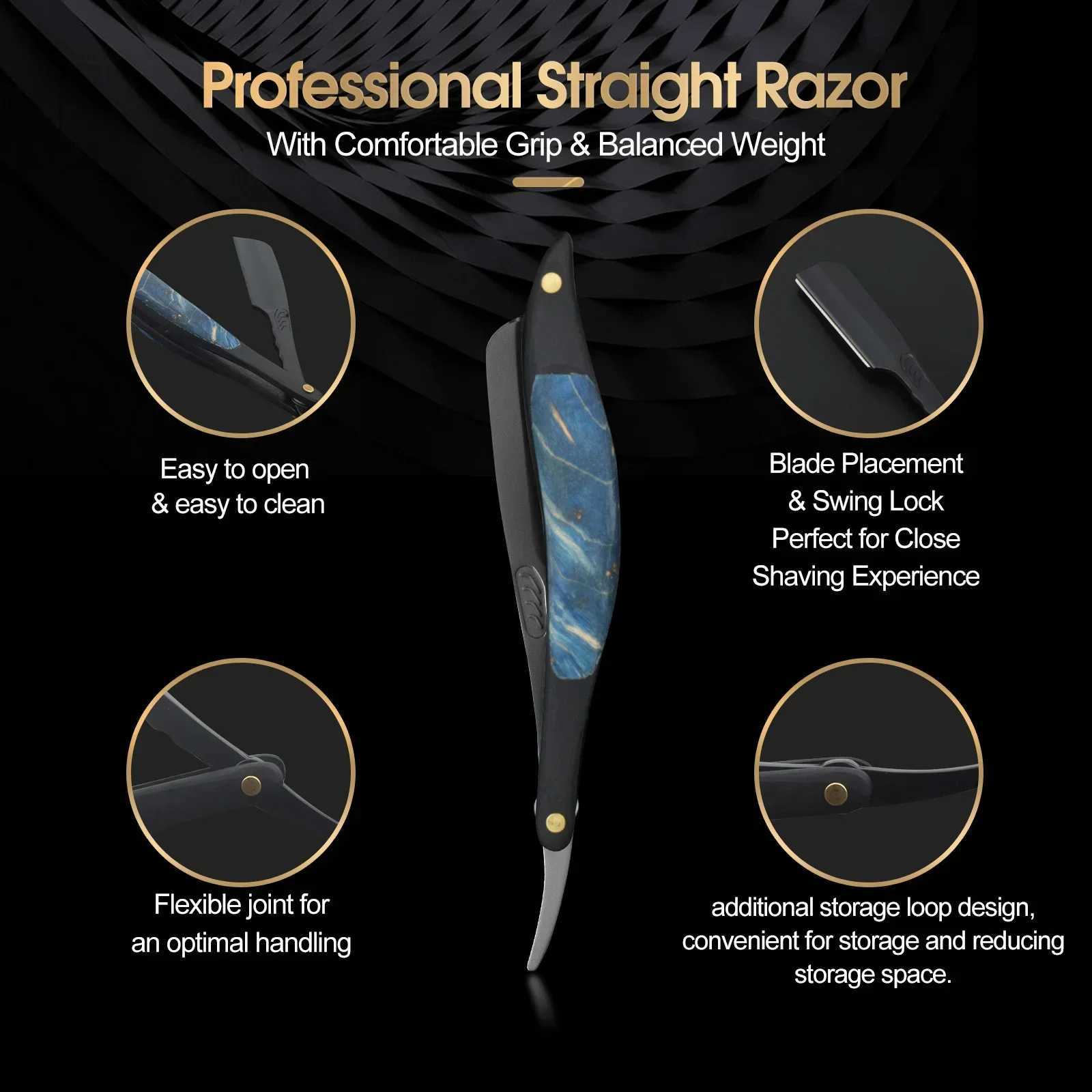 Mens Barber Shaving Razor Stainless Steel Professional Manual Straight Edge Folding Razors Knife Holder For Hairdressing ToolsM240814