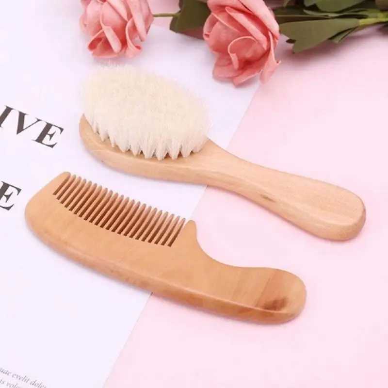 Baby Care Pure Natural Wool Soft Baby Wood Brush Comb Baby Brush Baby Brush Baby Hair Massage W240813