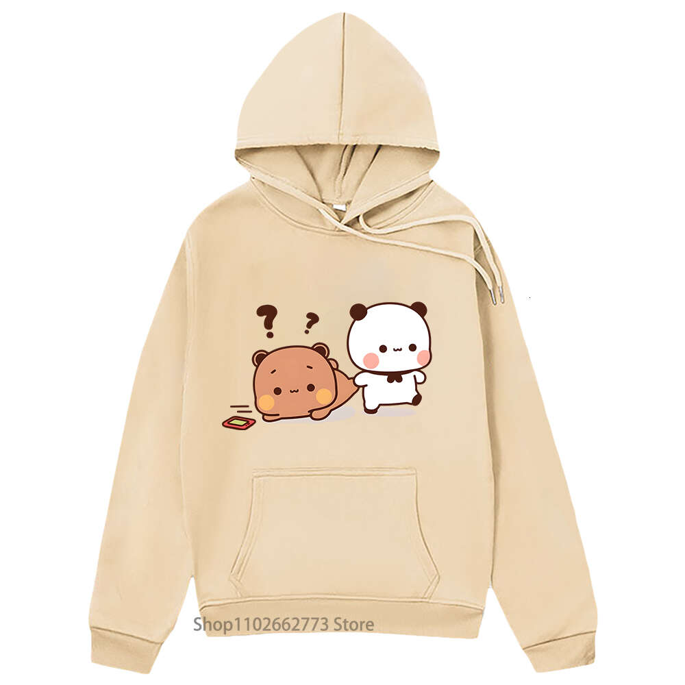 Bear Panda Graphic Hoodies Cartoon Bubu and Dudu Sweatshirt Girls Kawaii Print Pullover Women Casual Plus Size Streetwear