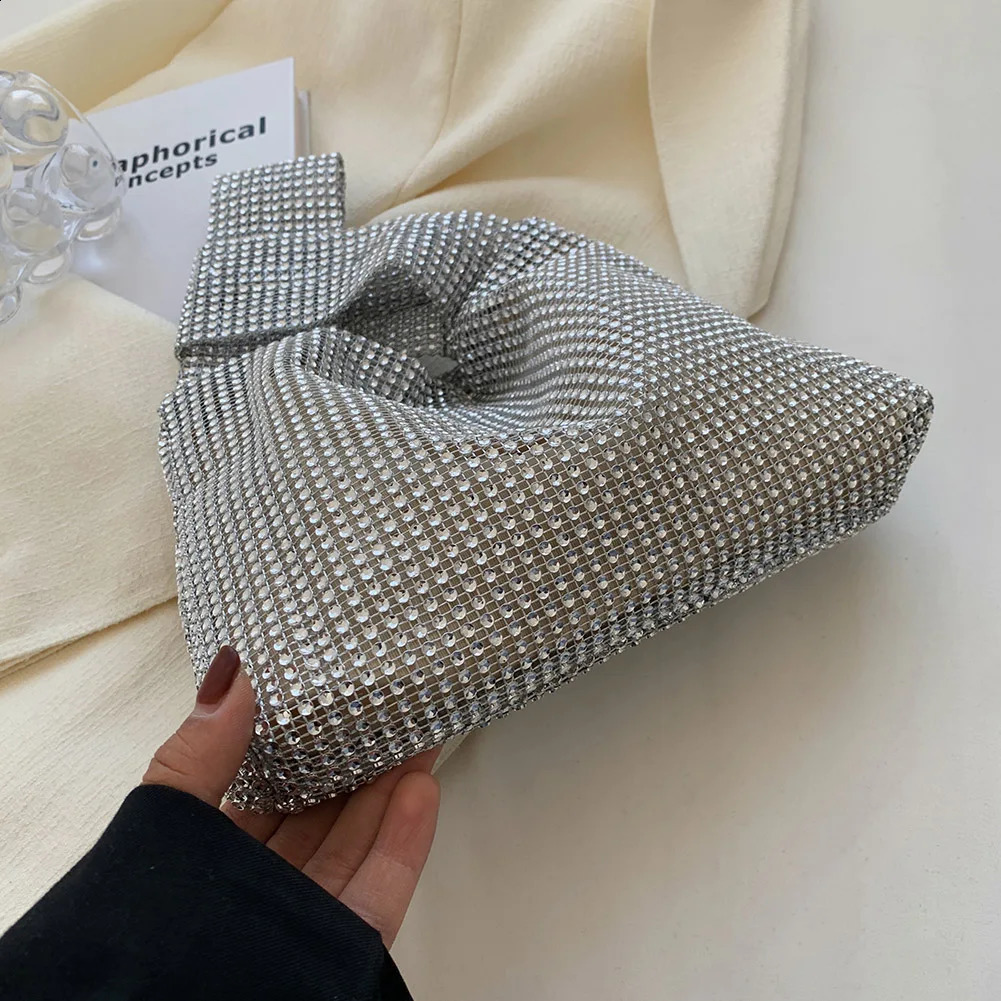 Women Crystal Bling Bag Solid Color Rhinestone Shinny Clutch Bag Versatile Sparkly Evening Bags Female Evening Party Handbag 240813