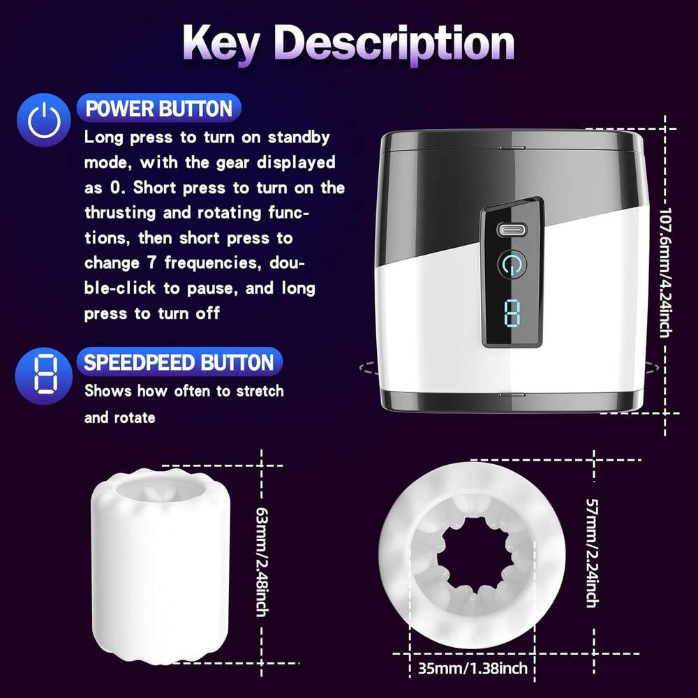 Men's Sex Toy Male Tool - Open male sex toy pocket cat massager, 7 thrust and rotation modes, used for stimulation, sex machine adult sex toy, wi