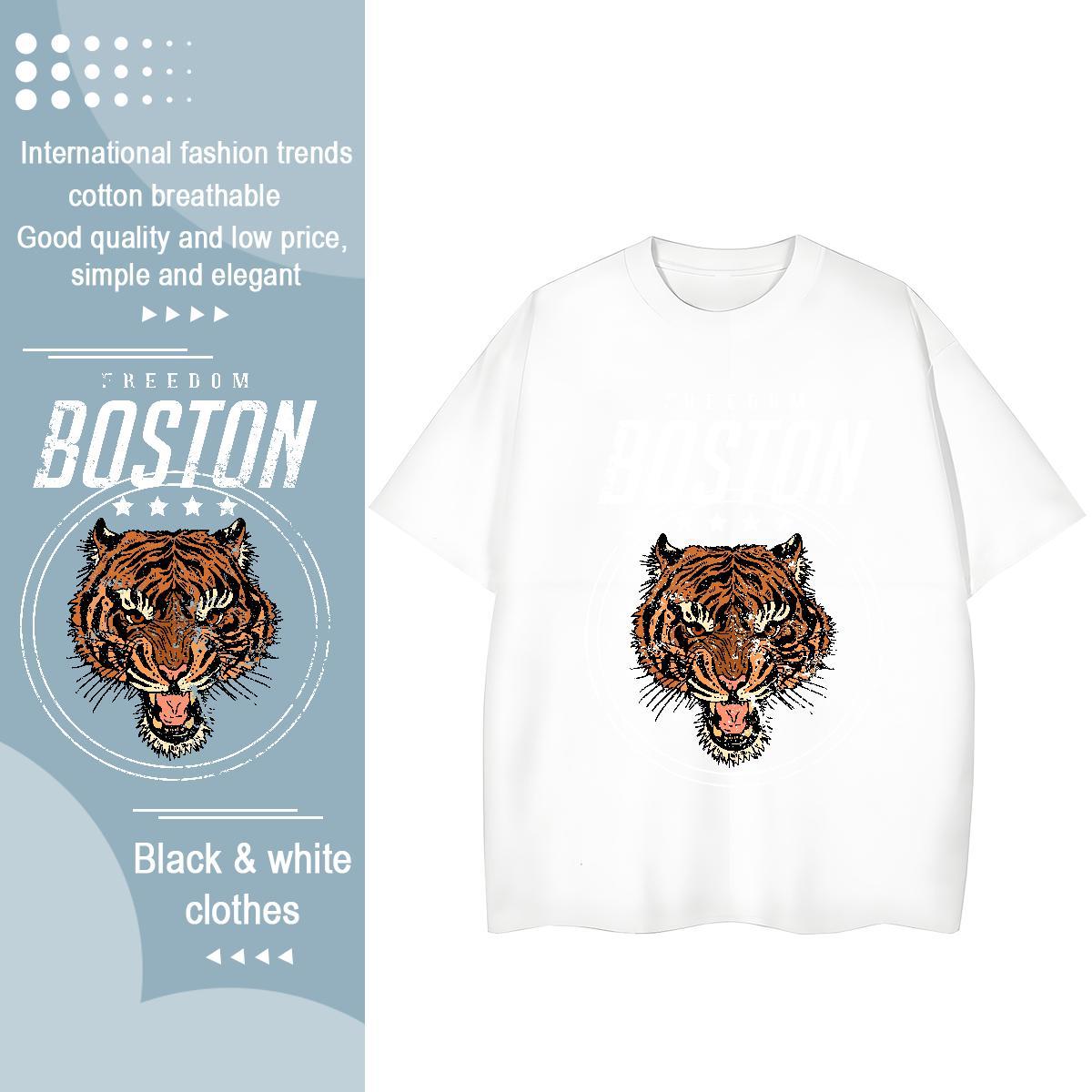 High Quality Mens T Shirts tiger Breathable Short Sleeve Summer Casual Asian Size 230g Pure Cotton Mens Tshirts Classic Polos